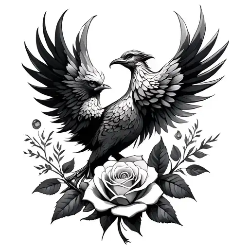 Phoenix Bird And Rose