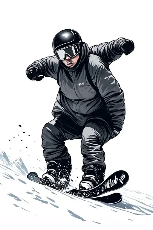 Snowboarder Rides From The Mountain
