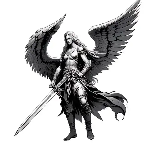 Warrior Angel Holding A Sword Chross