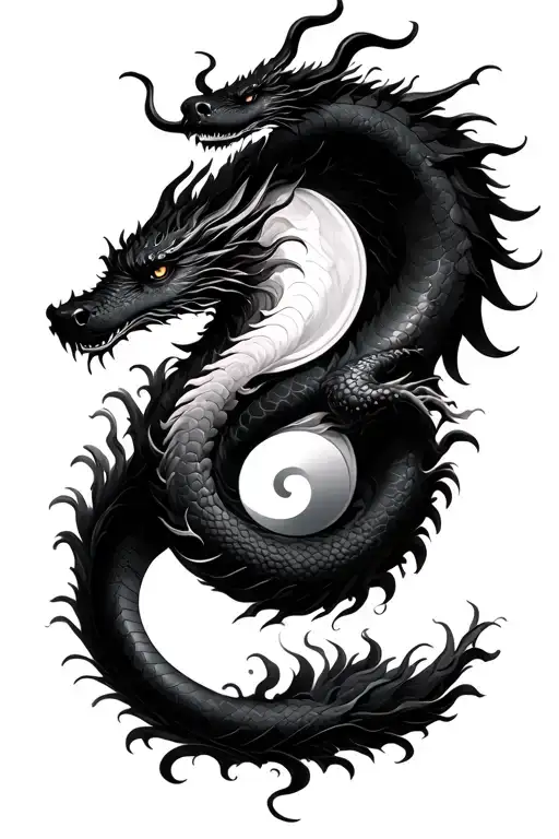 Ying And Yang With Dragon