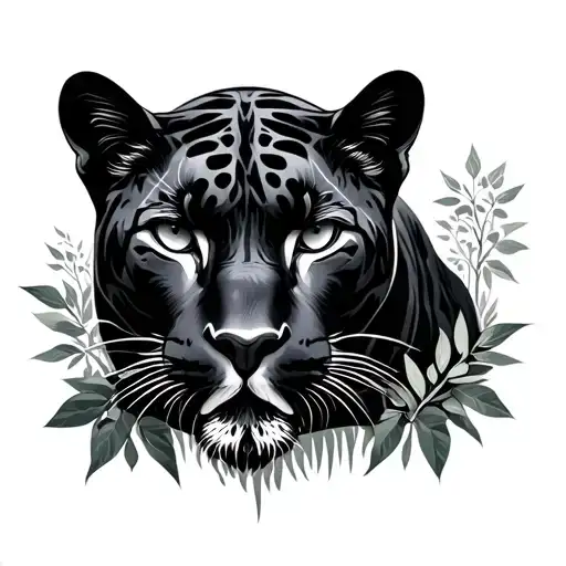 Panther Hiding In A Forest