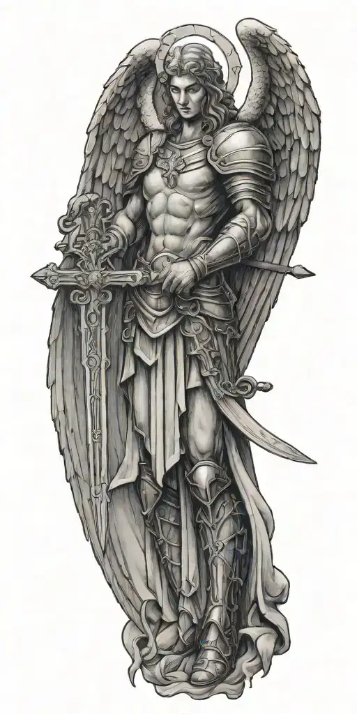 Archangel Holding Sword With Cross