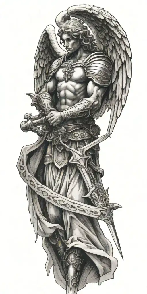 Archangel Holding Sword With Cross