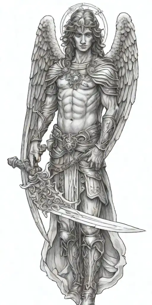 Archangel Holding Sword With Cross