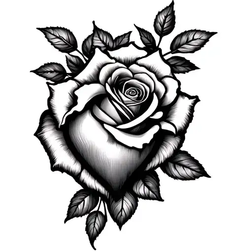 Rose And Heart Beat Line