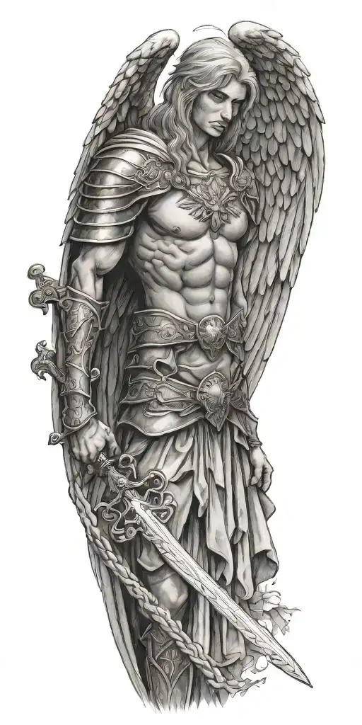 Archangel Holding Sword With Cross