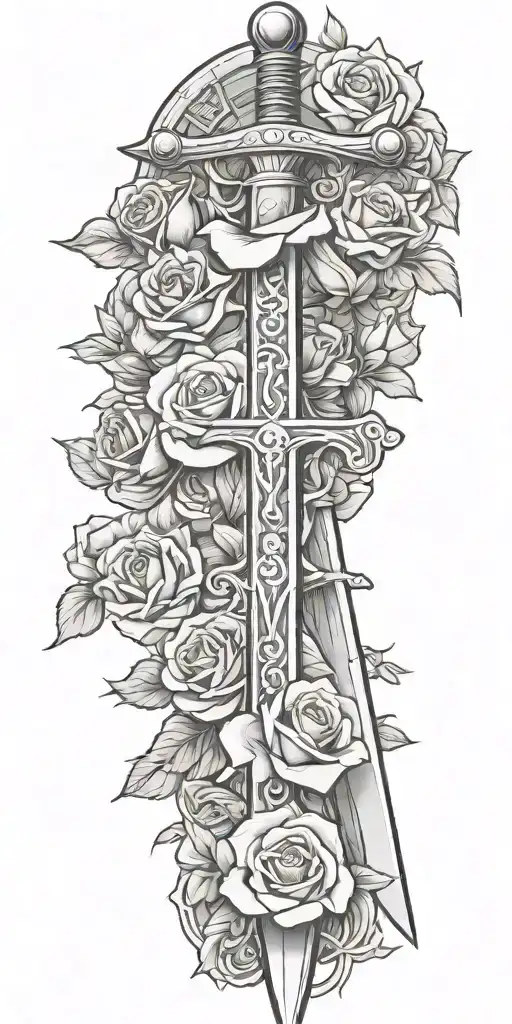 Sword With Lutheran Cross And Roses