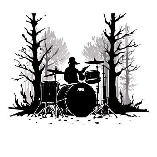 Burnt Forest Rip Drummer Silhouette