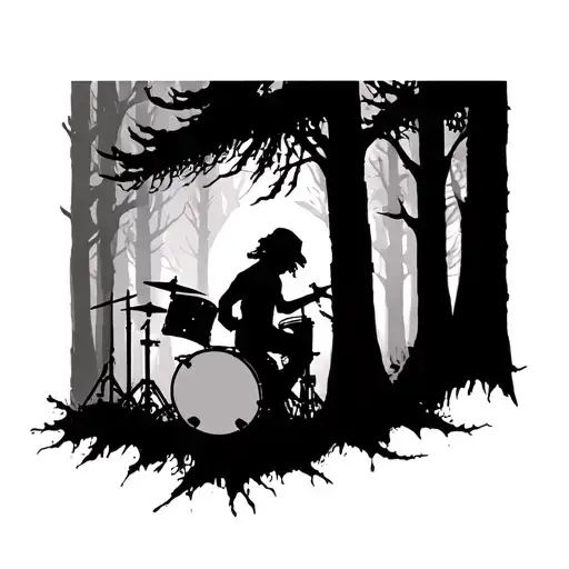 Burnt Forest Rip Drummer Silhouette