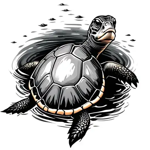 A Turtle Swimming In A Pond