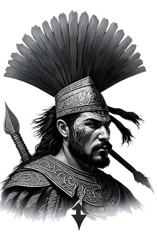 Turkic Warrior With Orhun Letters