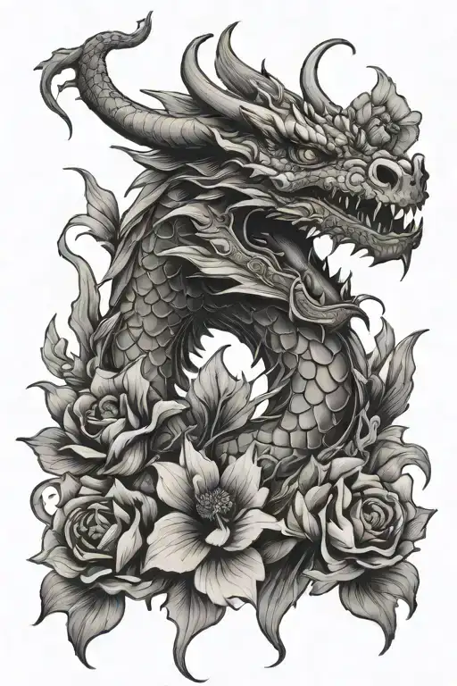 Dragon With Flowers