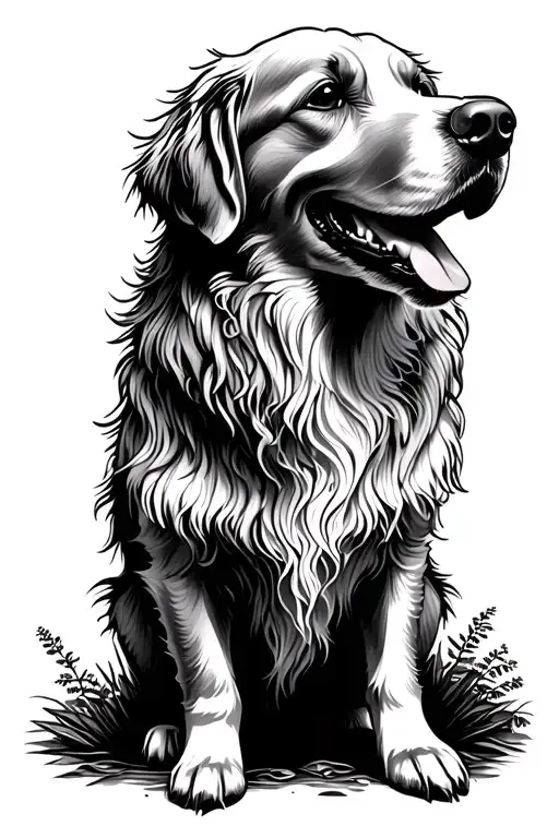 Golden Retriever Surrounded By Nature