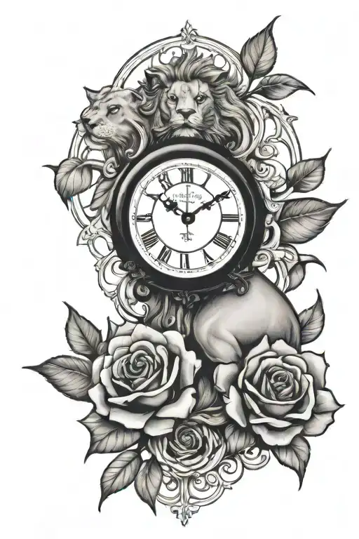 Lion Clock Roses