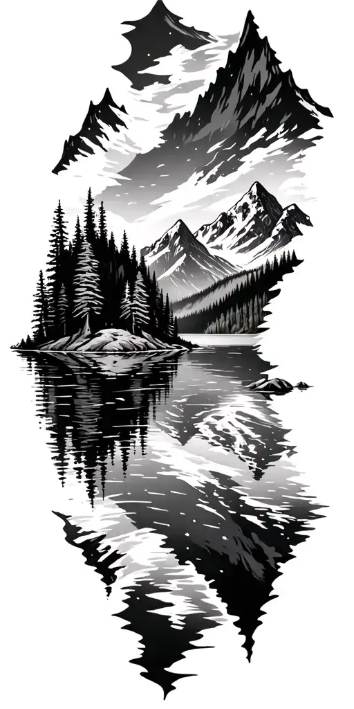 Motorcle Wilderness Lake Surrounded By Mountains