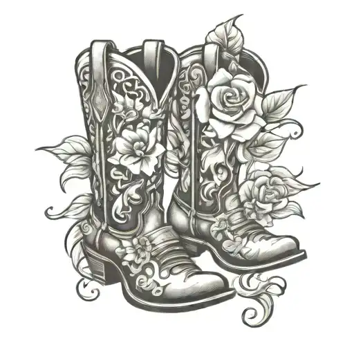 Cowboy Boots With Flowers