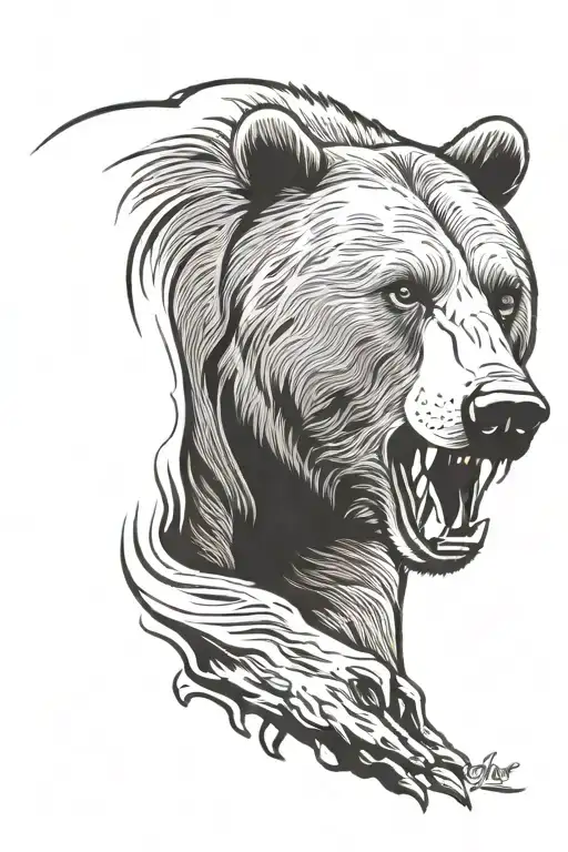 Snarling Grizzly Bear