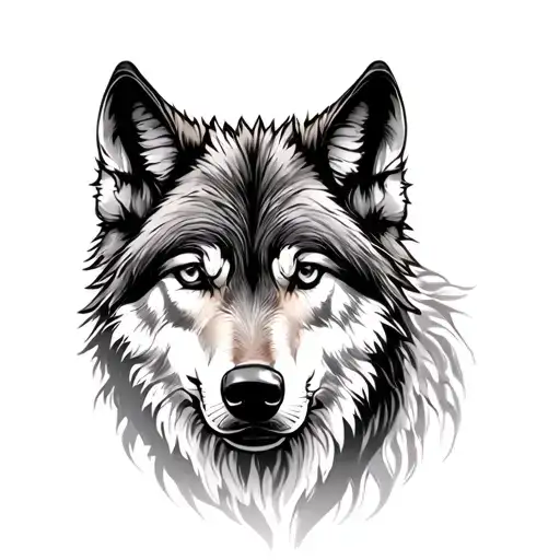 Wolf With Among On Nature Scene