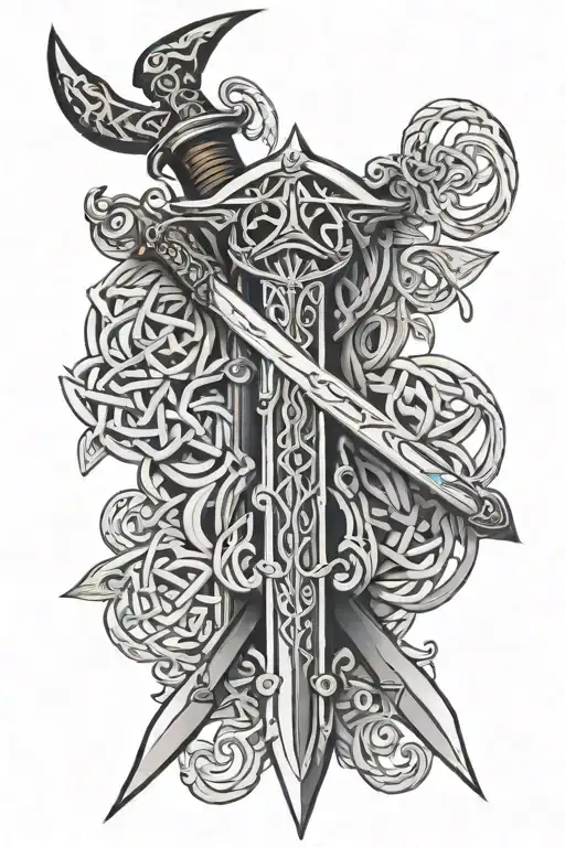 Celtic Knots With Sword Piercing
