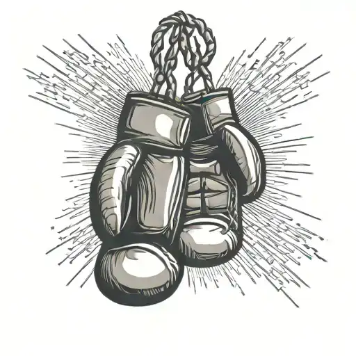 Christian Cross And Boxing Gloves Hanging