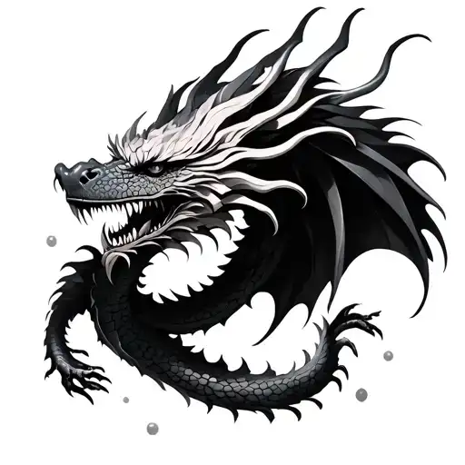 Dragon With Cherry Flowers