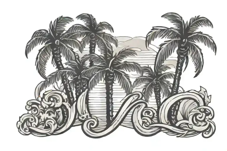 Chill Design With Palm Tree In Place Of Letter I