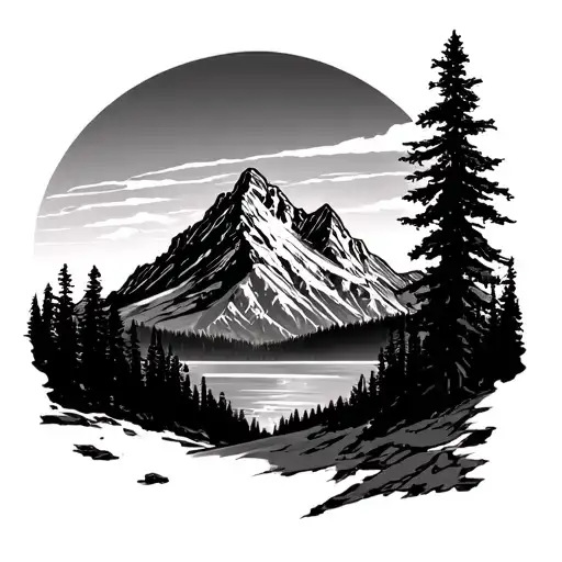 The Mountain Fisher Peak In Bc Canada But Line Art And Simple