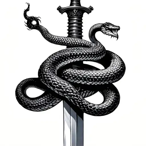 Snake Wrapped Around A Sword