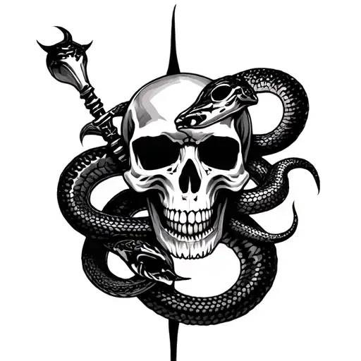 Warrior Skull And Snake