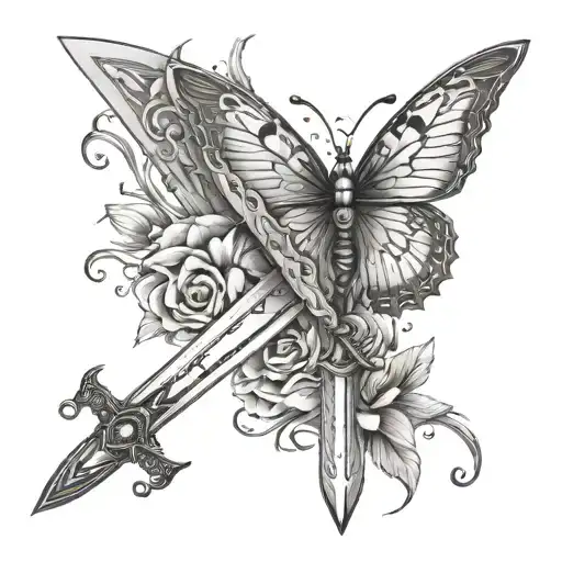 A Sword With A Butterfly On The Blade