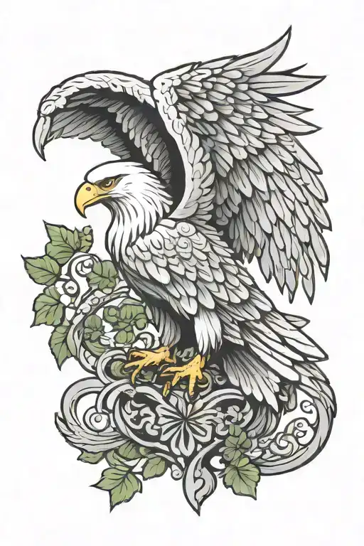 White Eagle With Shamrock Intertwined
