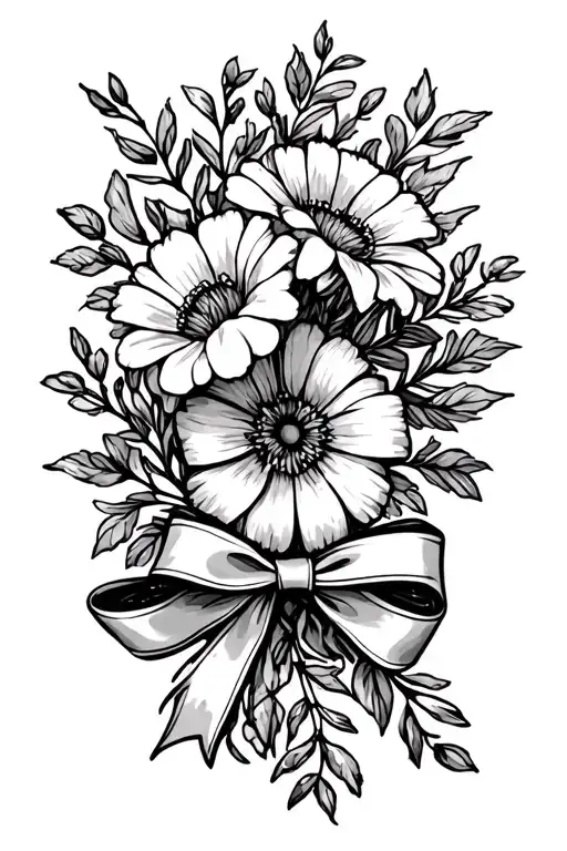 Birth Month Flowers Tied With Bow