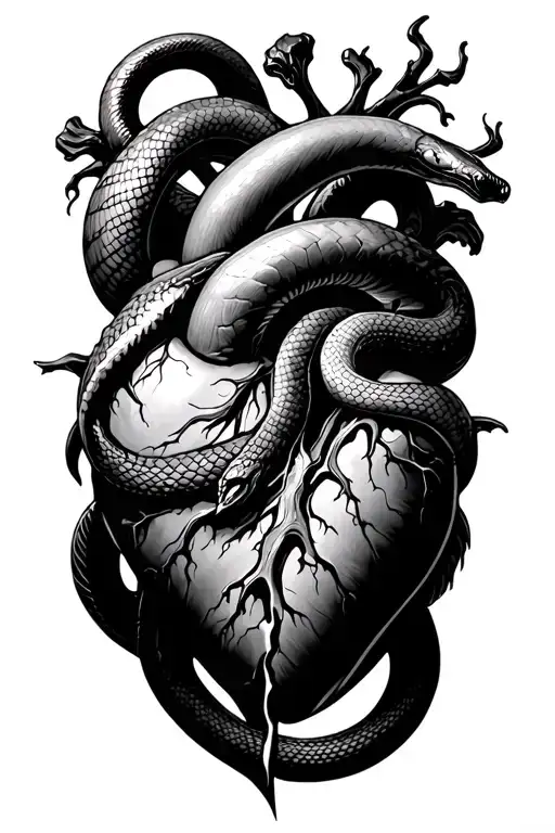 A Broken Heart With A Snake Wrapped Around It