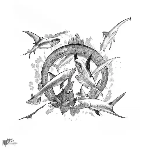 3 Sharks Chasing Eachother In Circle