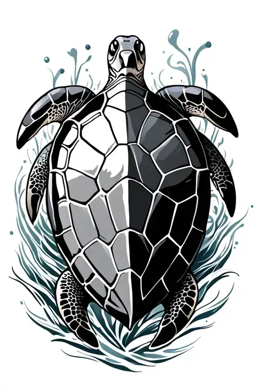 Sea Turtle Black And Grey Traditional