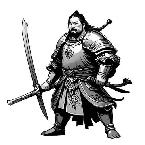 Sun Tzu Standing Proudly In Armour Holding A Sword