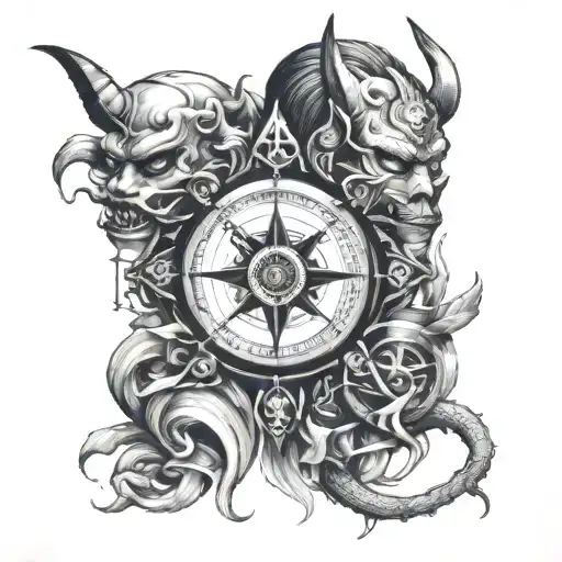 Compass And Oni Mask