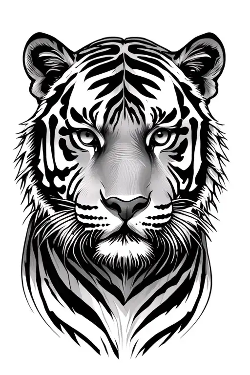 Face Of Tiger In Jungle Background