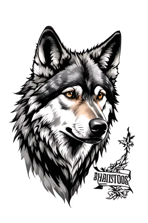 American Or Pinup Style Of Wolf