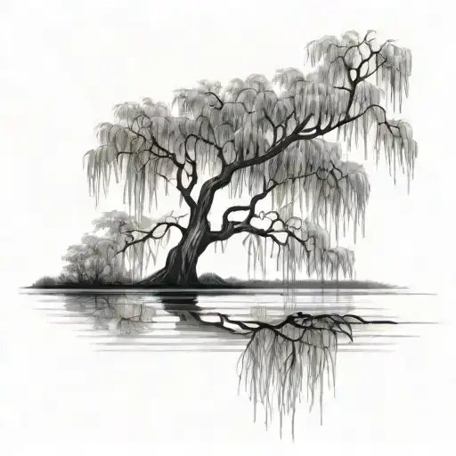 Willow Tree In Water Darken Everything