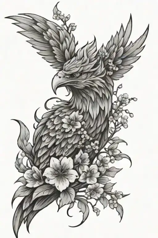 Phoenix With Cherry Blossoms And A Dabin Mask