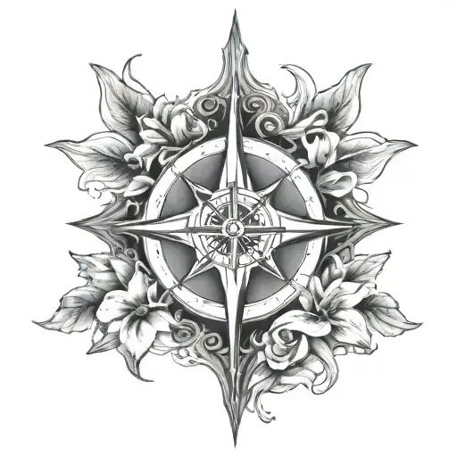 Compass Rose Crucifix In The Middle Surrounded With Lillie's