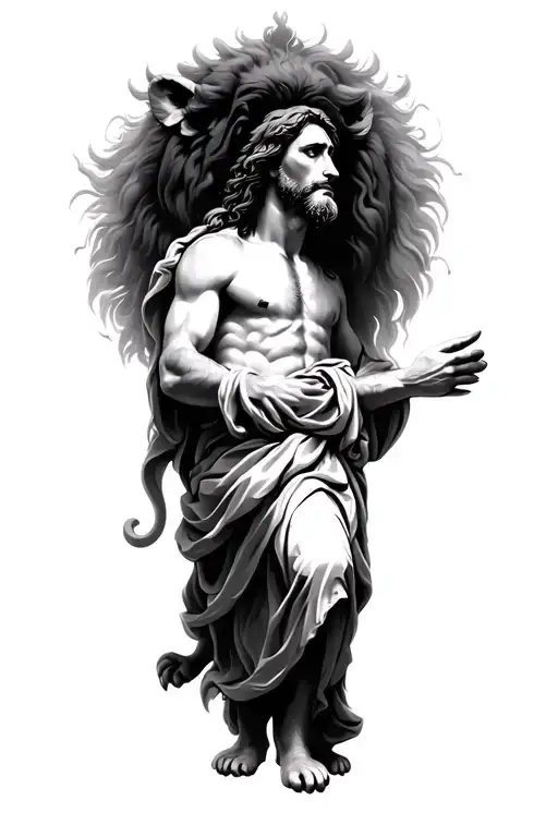 Jesus And Lion Surrounded