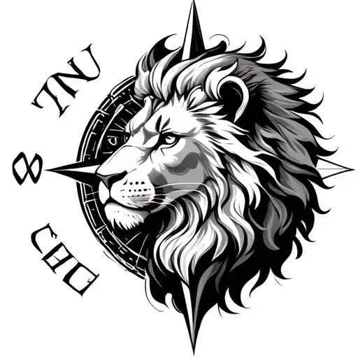 Gemini Zodiac Sign Compass Lion