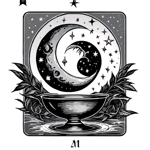 Ten Of Cups Tarot With Moon Stars And Sun