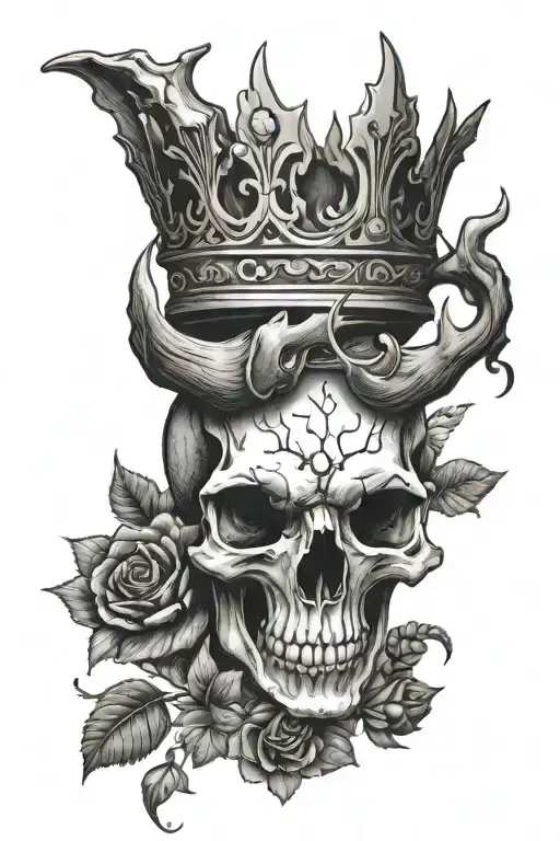 Buck Skull Wearing A Crown