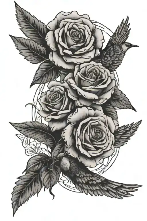 Roses Birds Flying Roman Numerals Representing Important Dates