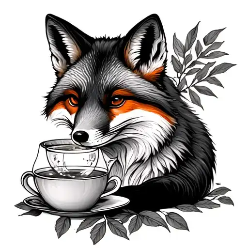 Fox Drinking Tea Leaves
