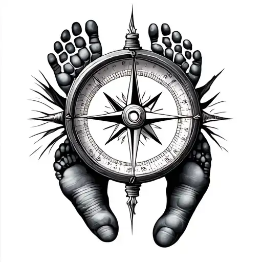 Compass With Baby Footprint