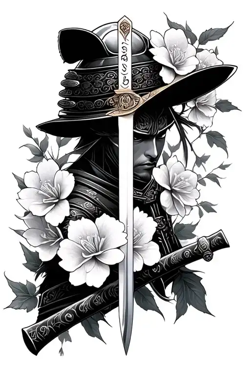Samurai Warrior Sword Sakura Flowers